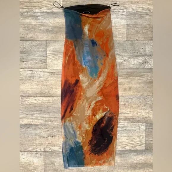 ZARA Multicolor Strapless Fitted Midi Dress NWT | Mesh Tulle | Size M - Picture 16 of 16